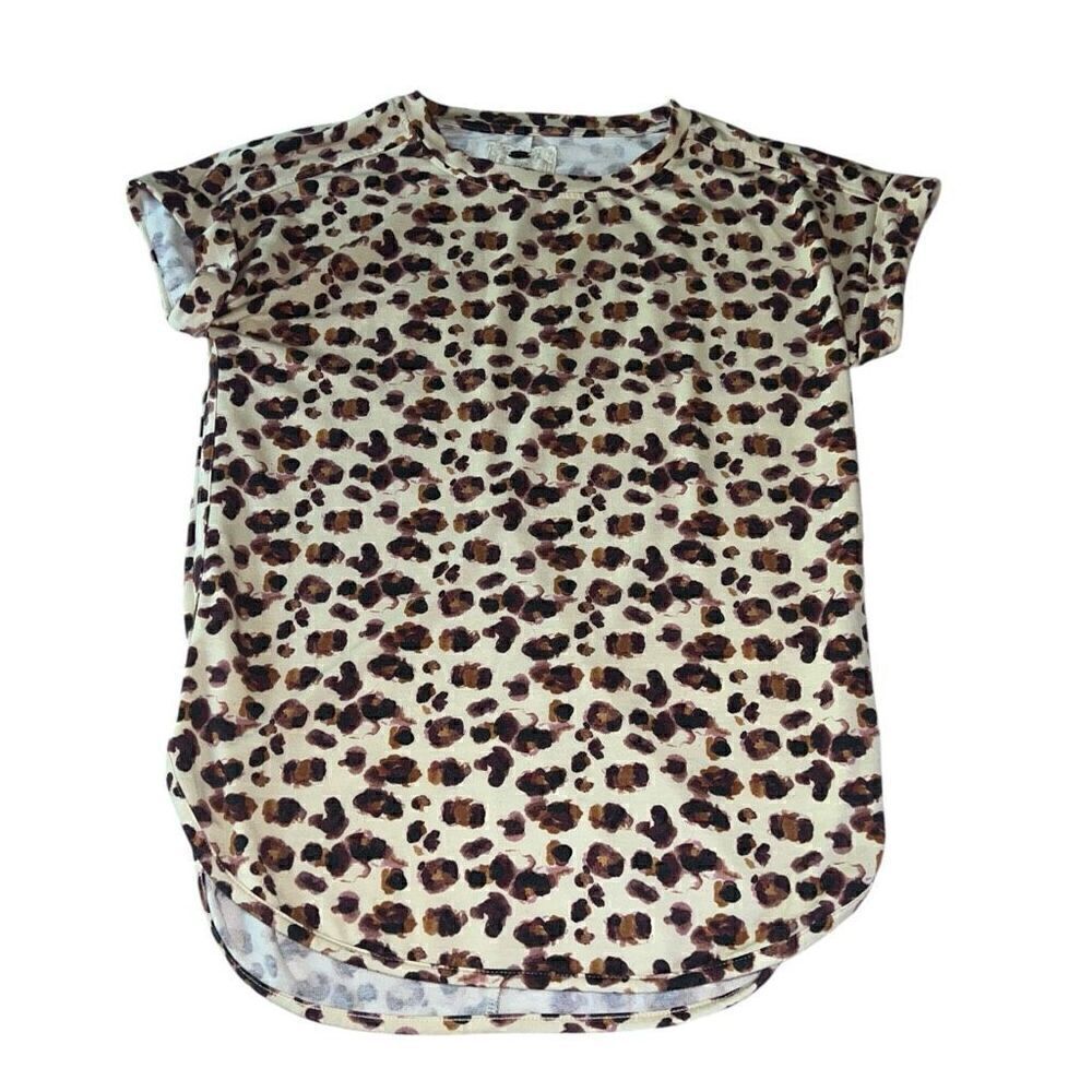 CUPIO Cheetah Print Rolled Sleeve Blouse Size M